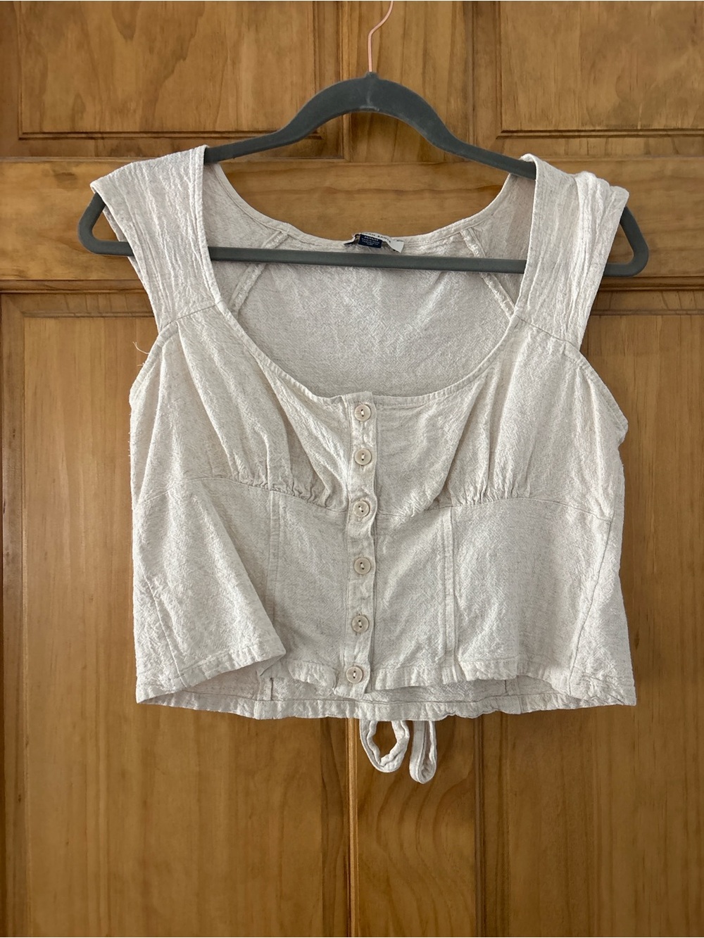 American Eagle Outfitters Cream Button-Front Cropped Tank